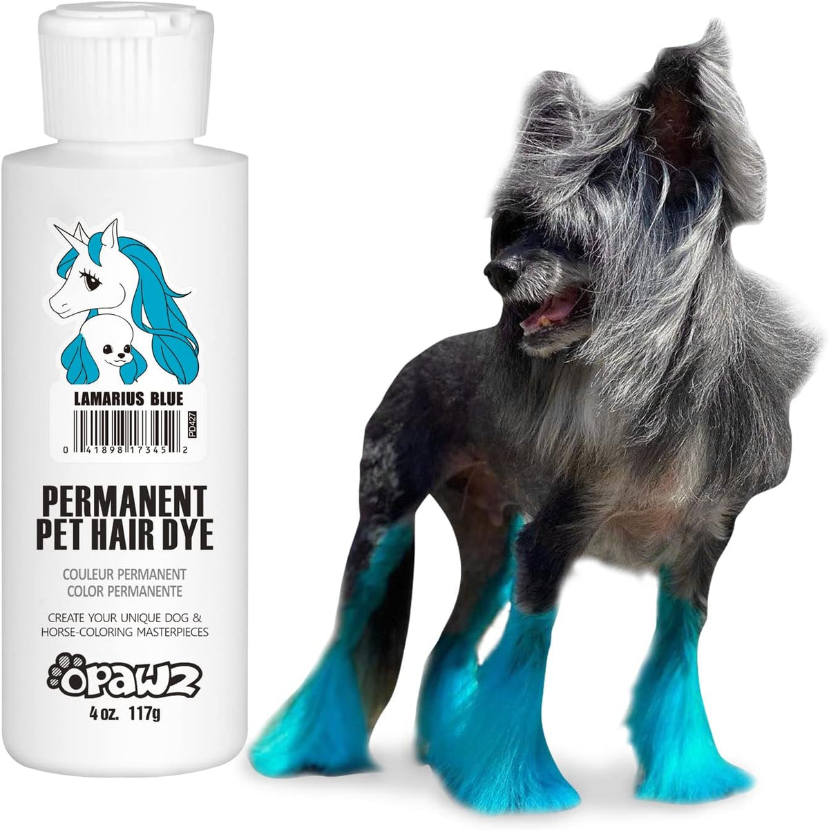 OPAWZ Permanent Dog Hair Dye, Pet Hair Dye Safely Used by Grooming Salons for a Decade, Pet Safe Dye Lasts Over 20 Washes, Bright Color for Dogs and Horses (Lamarius Blue)