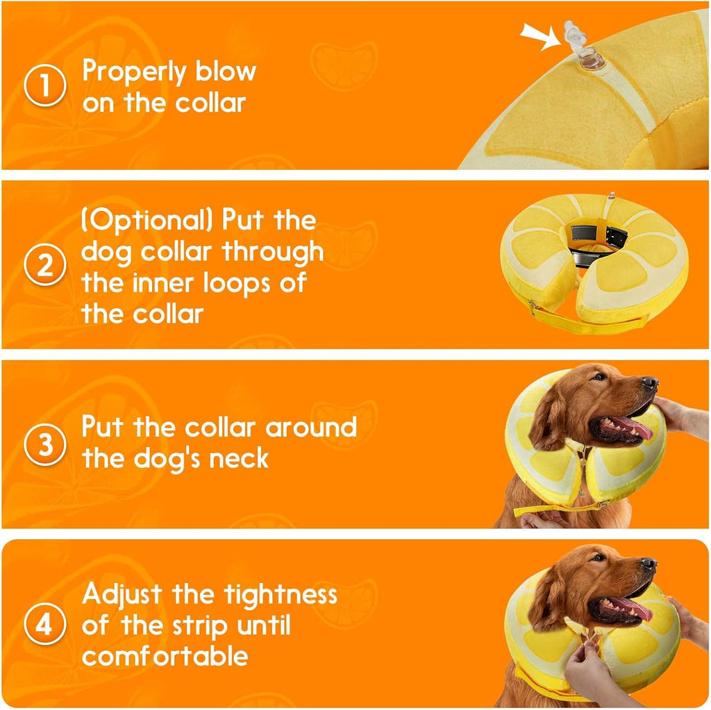 Inflatable Dog Cone, Protective Inflatable Collar for Large Dogs,Soft Adjustable Pet Cone Alternative After Surgery for Wound Healing and Prevent from Biting or Scratching,L(12.5"-18")