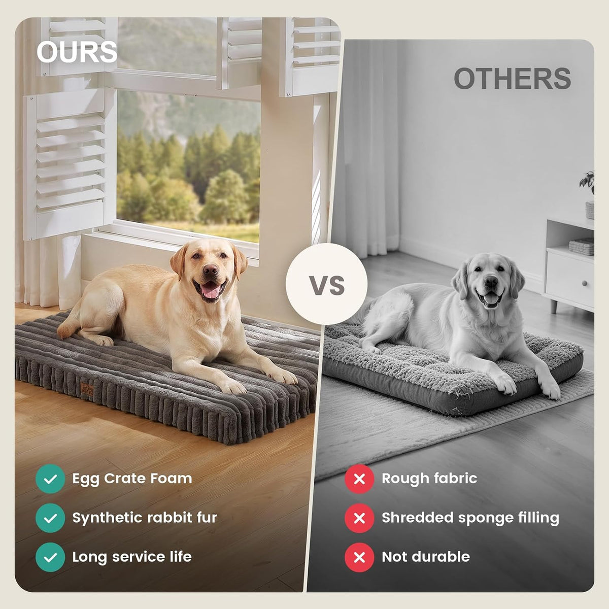 COZY KISS Orthopedic Washable Dog Bed for Small Dogs, Removable, Grey