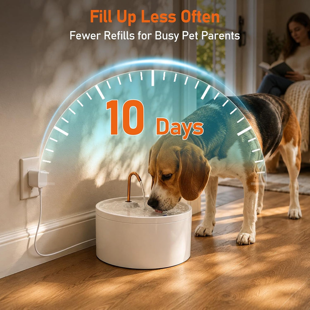 MISFANS Ceramic Dog Water Fountain, All-Ceramic Body, Pure Copper Spout