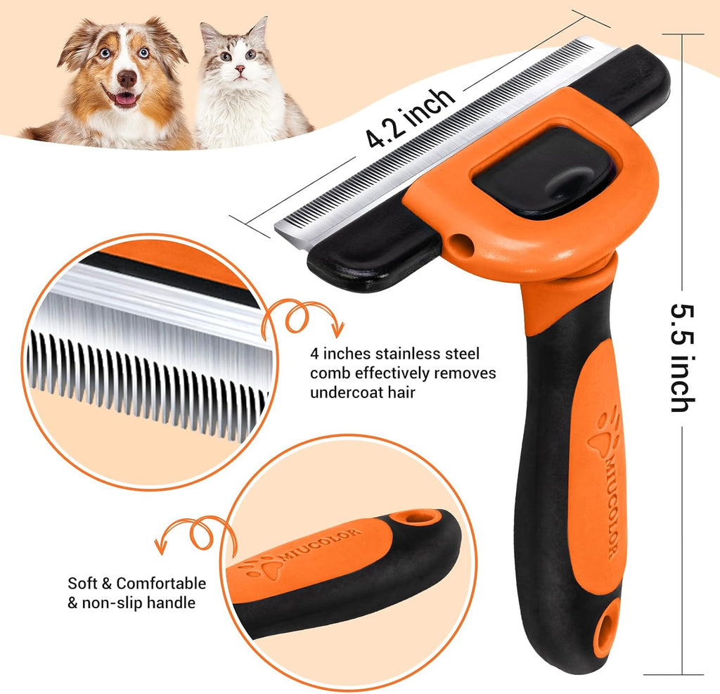 MIU COLOR Pet Grooming Brush, Deshedding Tool for Dogs & Cats, Orange | Effectively Reduces Shedding by up to 95%，Safe and Comfortable for Short Medium and Long Pet Hair