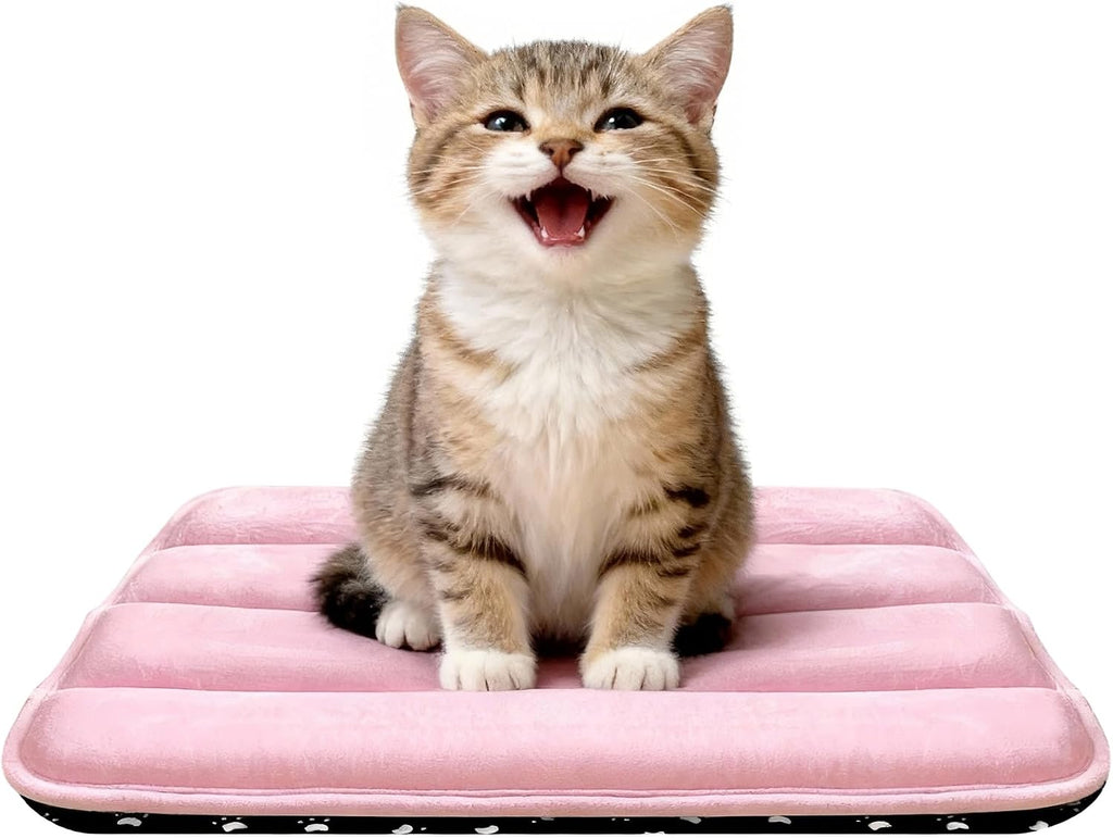 pobopobo Dog Crate Pad, Ultra Soft & Anti-Slip Kennel Mat, Secure Fit for Metal Crates & Dog Cages, Washable Cozy Bed for Extra Small Dogs & Cats (Pink, XS(18"*12"*1.5"))