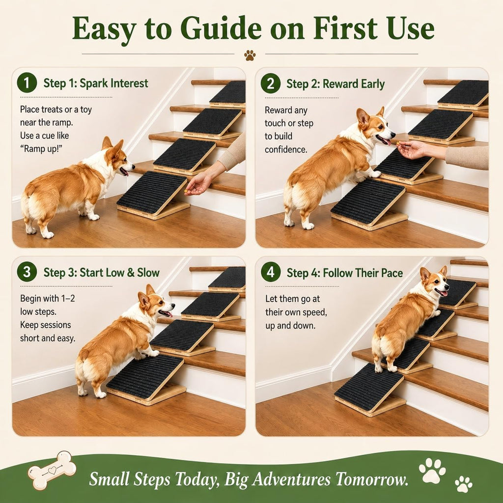 Dog Ramp for Stairs, Foldable Stair Wedges Assist for Small Dogs, 8 Pack