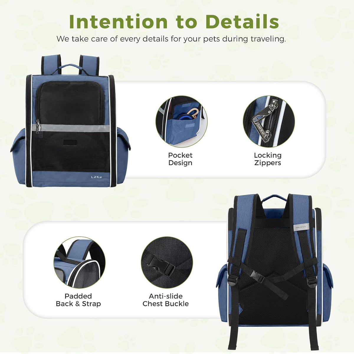 Lekereise Dog Carrier Backpack for Small Medium Dogs Cats up to 18 lbs, Breathable Pet Backpack Carrier with 3 Entrances, Collapsible Cat Backpack Carrier, Travel Hiking Puppy Backpack