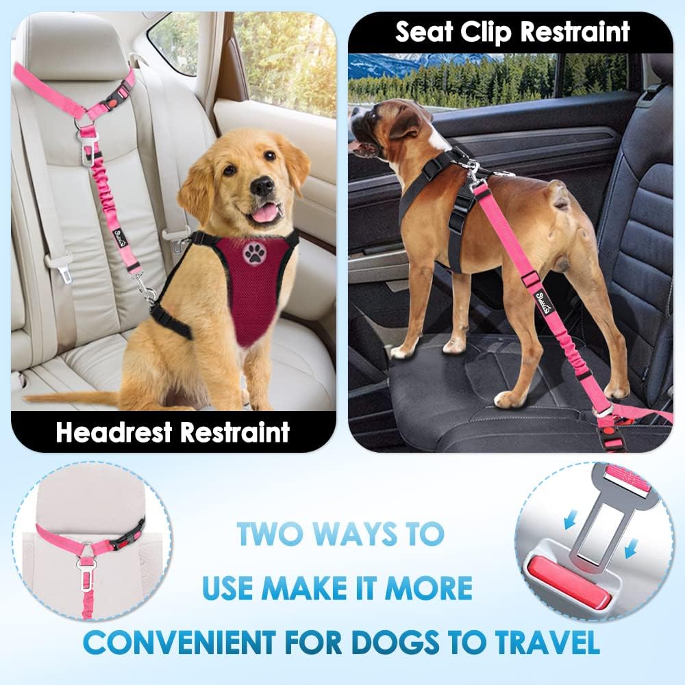 Lukovee Dog Car Seat Belt, 2 Pack, Headrest Restraint, Headrest + Clip