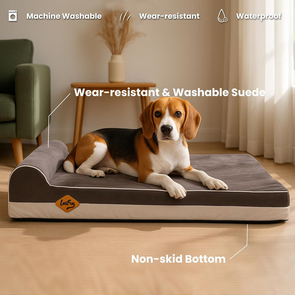 Laifug Orthopedic Dog Bed, Grey 34''x22''x5.5'', Memory Foam