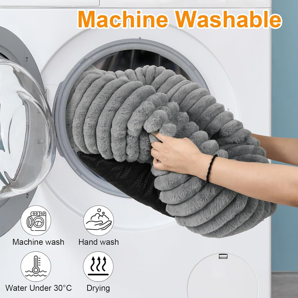 Washable Large Dog Bed,Fluffy Puppy Kitten Beds for Small Dogs(Grey,XL)