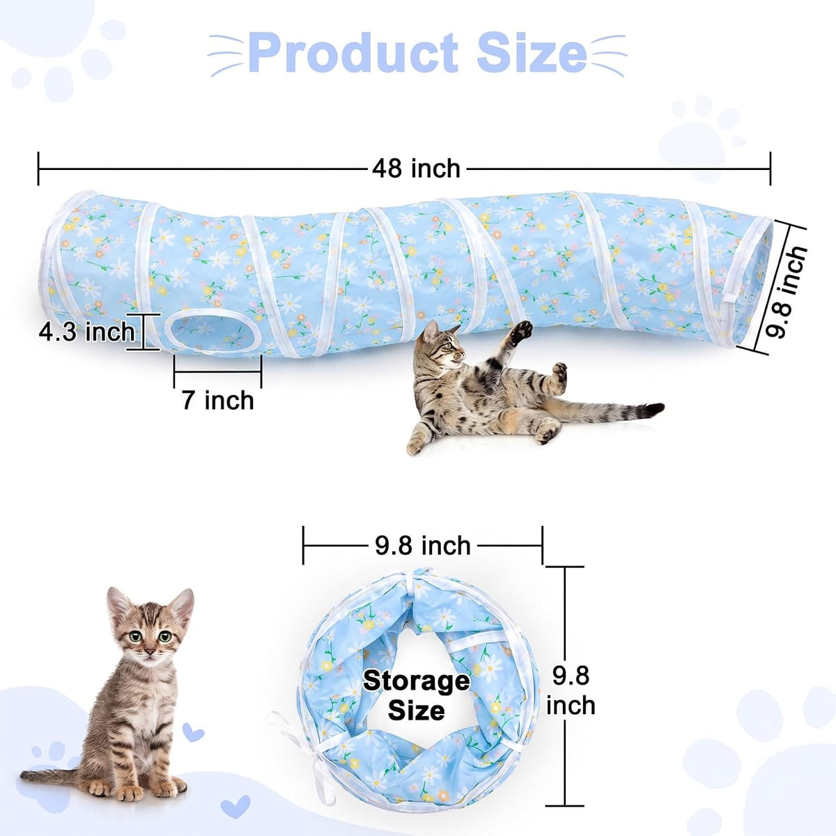 Glittme S-Shape Cat Tunnel, Foldable Cat Tunnels for Indoor Cats