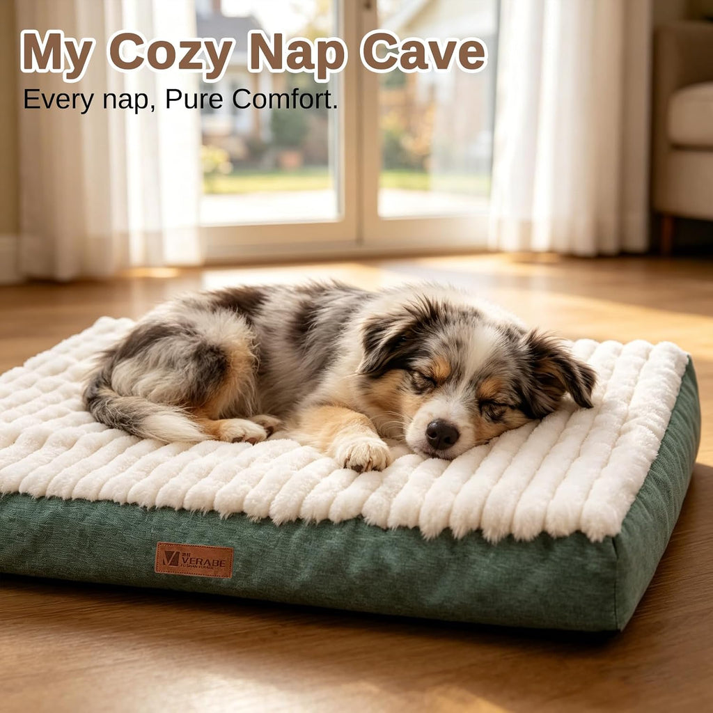 Orthopedic Dog Bed for Large Dogs,Firm Egg Crate Foam,Non-Slip Bottom,Green