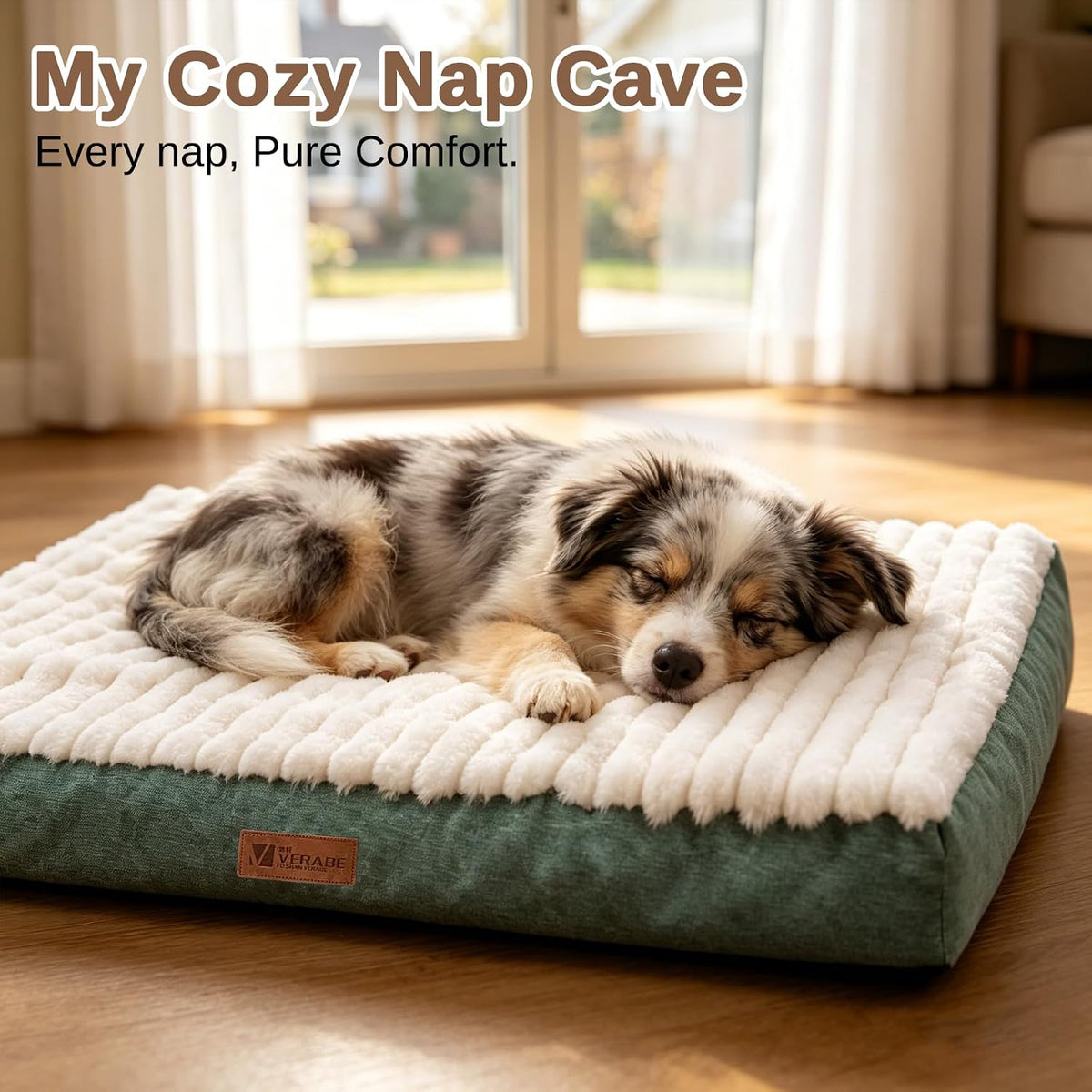 Orthopedic Dog Bed for Large Dogs,Firm Egg Crate Foam,Non-Slip Bottom,Green