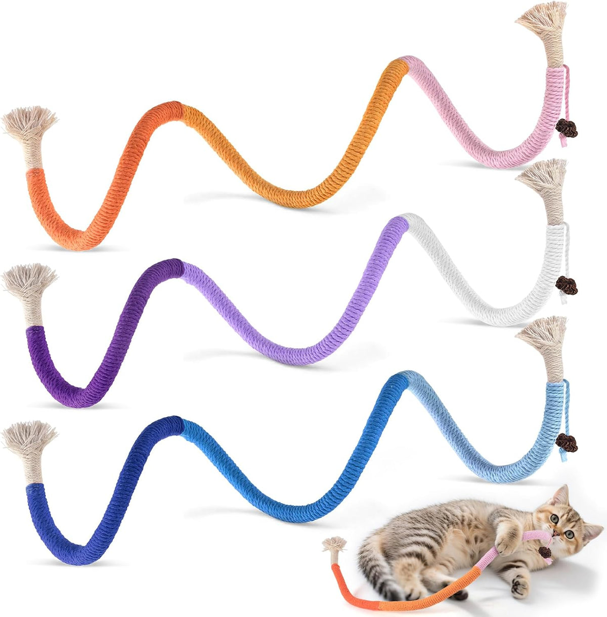TINDTOP Cat Toys Chew Ropes, 3 Pack Interactive Cat Nip Kicker Toy | for Indoor Kittens, Teeth Cleaning Toy for All Breeds, 19.5 Inches (50cm)