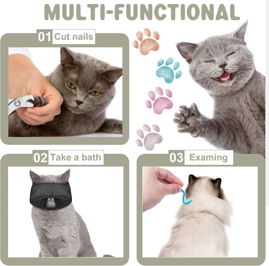 9 Pcs Cat Bathing Bag Set Cat Shower Bag, Blue, Gray