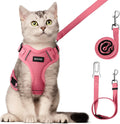 Cat Harness, Cat Harness and Leash Set, Soft and Breathable Vest with Reflective Strip, Anti Escape Adjustable Easy to Wear for Walking and Traveling, Pink, M