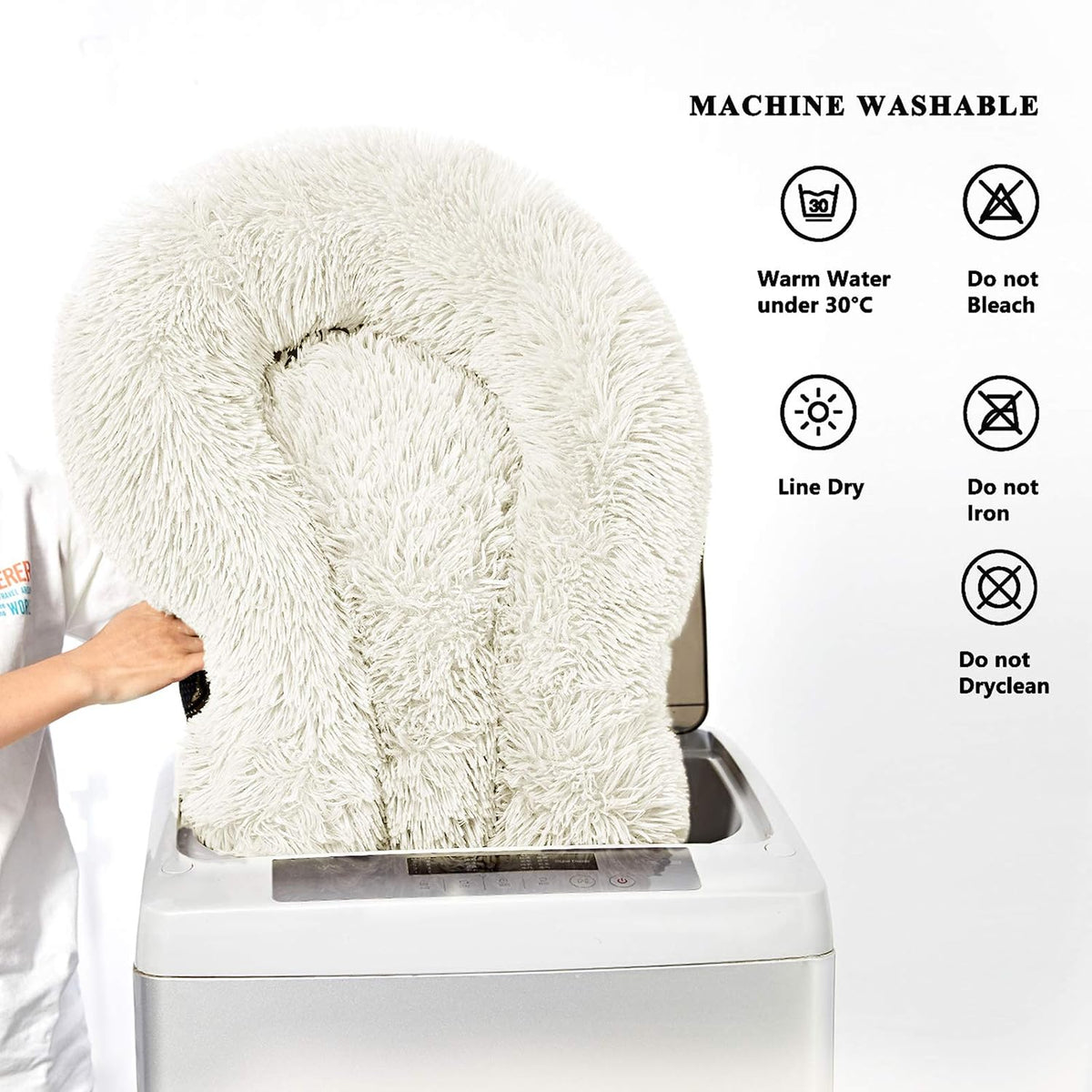 Washable Dog Round Bed - XLarge Donut Dog Bed, Comfy Calming Cuddler