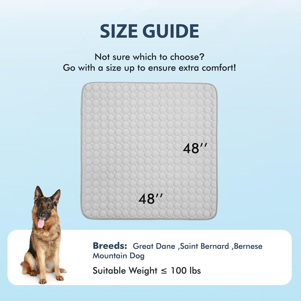 MICROCOSMOS Summer Cooling Mat & Sleeping Pad- Water Absorption Top, Materials Safe, Easy Carry, EZ Clean. Keep Cooling for Pets, Kids and Adults.(Grey, 48" x48")