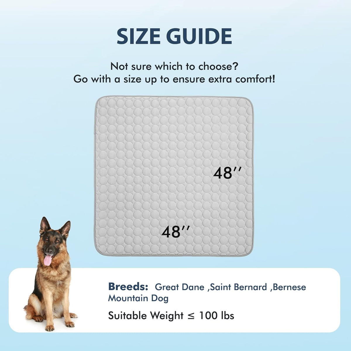 MICROCOSMOS Summer Cooling Mat & Sleeping Pad- Water Absorption Top, Materials Safe, Easy Carry, EZ Clean. Keep Cooling for Pets, Kids and Adults.(Grey, 48" x48")