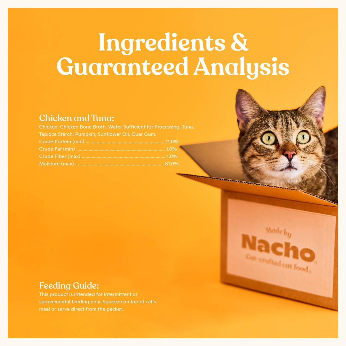 Made by Nacho Lickable Cat Treats Mousse Tubes 12 Count with Bone Broth Chicken and Tuna Recipe (.5 oz) No Grains, Corn, Wheat or Soy