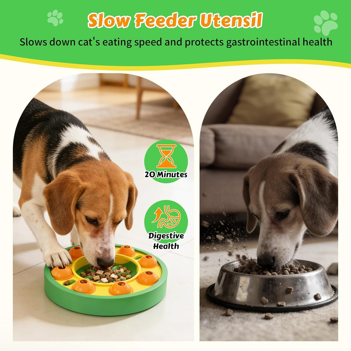 Dog Food Puzzle Toys Interactive Game Toy for IQ Training Enrichment Dog Food Puzzle Slow Feeder for Small, Medium Dogs and All Cats (Green Bowl)