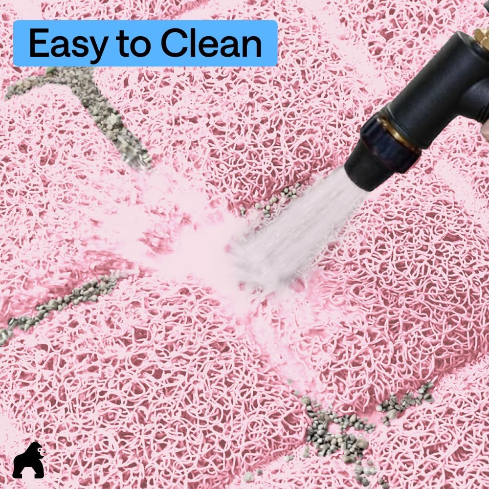 GORILLA GRIP Cat Litter Mat, Coiled Mesh Trapping Mats 47x35 Light Pink