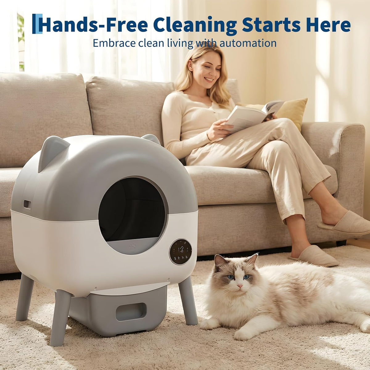 Automatic Self-Cleaning Cat Litter Box 76L Large Capacity for Multiple Cats