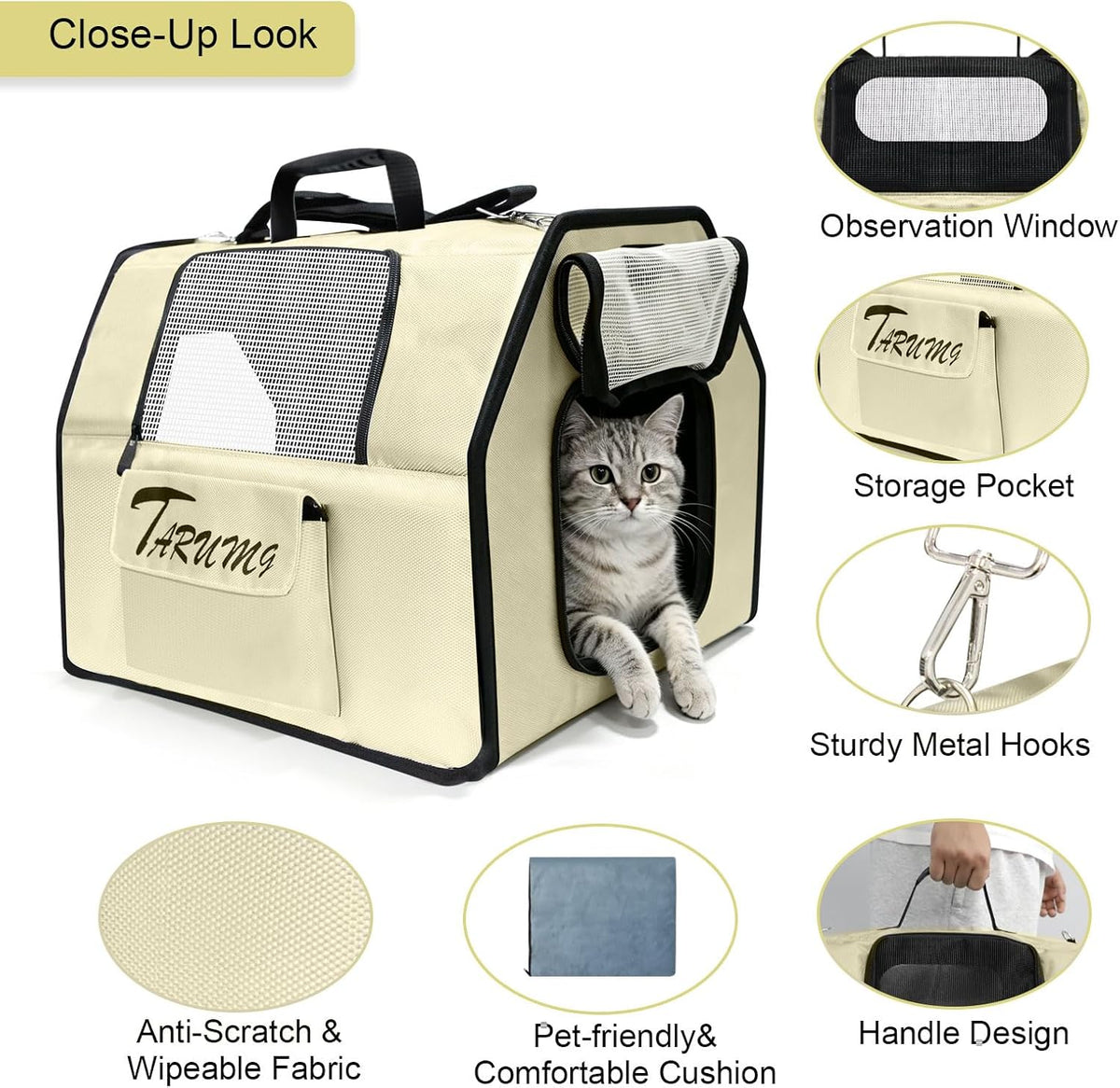Soft‑Sided Pet Carrier, for Large Cats Small Dogs Puppies Up to 19 lbs