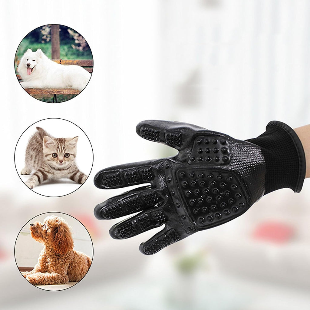 Dog Grooming Gloves – Shedding Gloves for Dogs, Cats & Horses – Pet Grooming Glove & Hair Remover – Dog Brush Glove for Bathing, Deshedding & Massage Mitt– Adjustable Fit (Blue&Black)