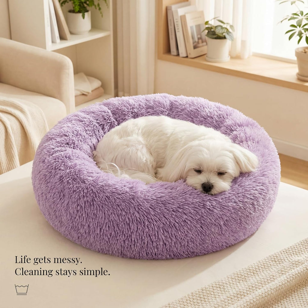 nononfish Soft Donut Dog Bed,Cozy Calming Bed for Puppies