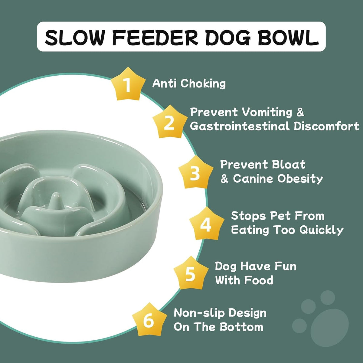Havniva Ceramic Slow Feeder Dog Bowls, 6.1 in Slow Feeder for Small Breed