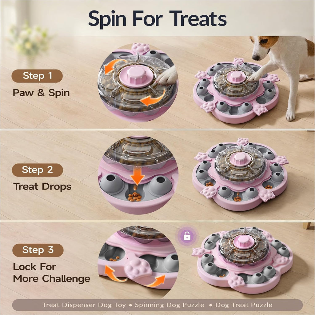 KADTC 3-Level Dog Puzzle Toy, Spin to Release Treat Dispenser, Slow Feeder | LARGE SIZE - Slide, swing, sniff, search: 4 play modes curb boredom, channel energy, build focus, deliver mental stimulation.
