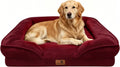Spotted Play Orthopedic Dog Bed with Sides - Sofa Beds for Extra Large Dogs, Supportive Foam Pet Couch Bed with Washable Removable Cover, Waterproof Lining and Non-Slip Bottom, Burgundy - XL