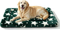 Dog Bed Mat, Reversible Crate Pad & Durable Dog Bed - Machine Washable Kennel Mat with Ultra Soft for Large Dogs (Big&Small Stars Green, 35" L*23" W*1.5" Th)