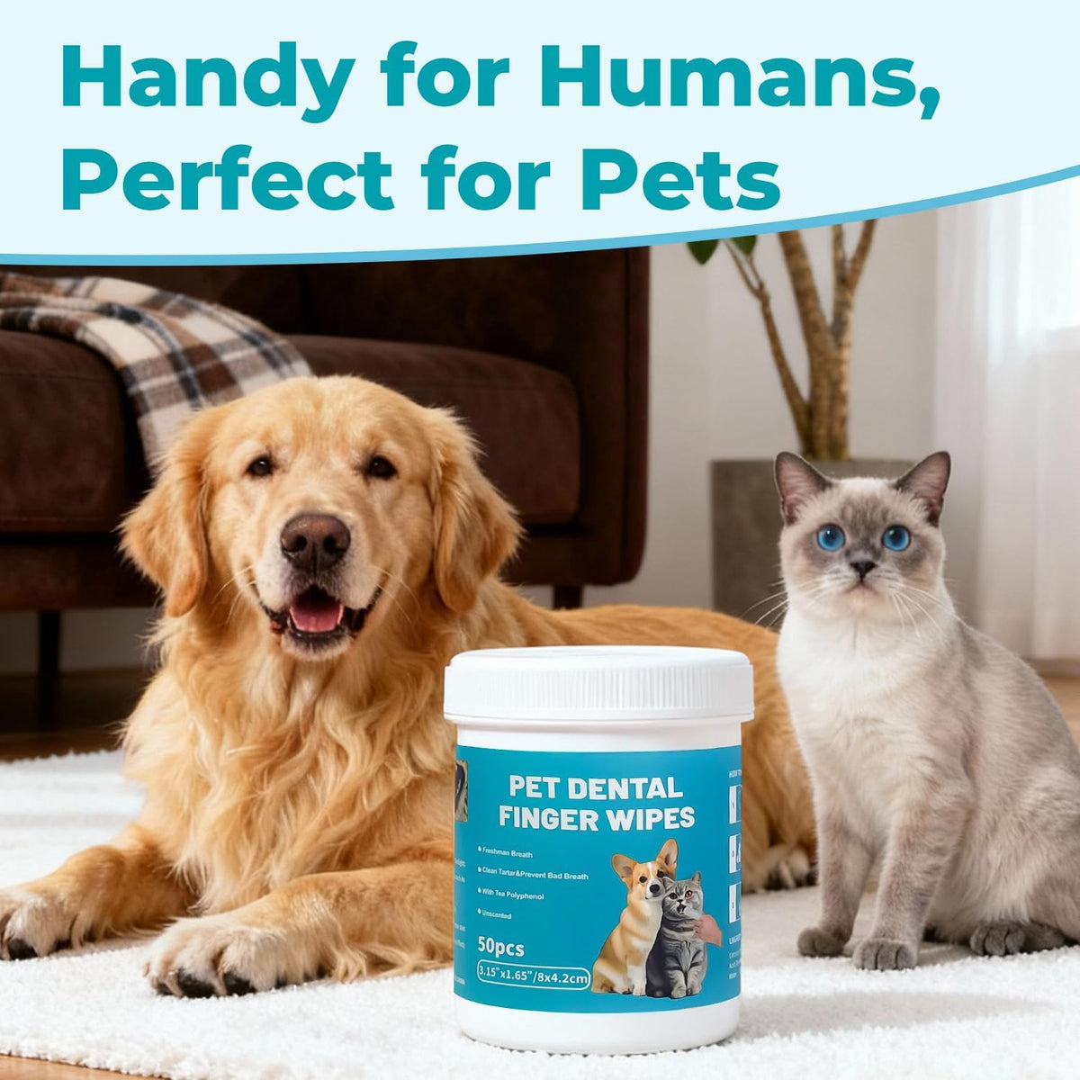 Pet Teeth Cleaning Finger Wipes for Cats and Dogs,Unscented Tartar