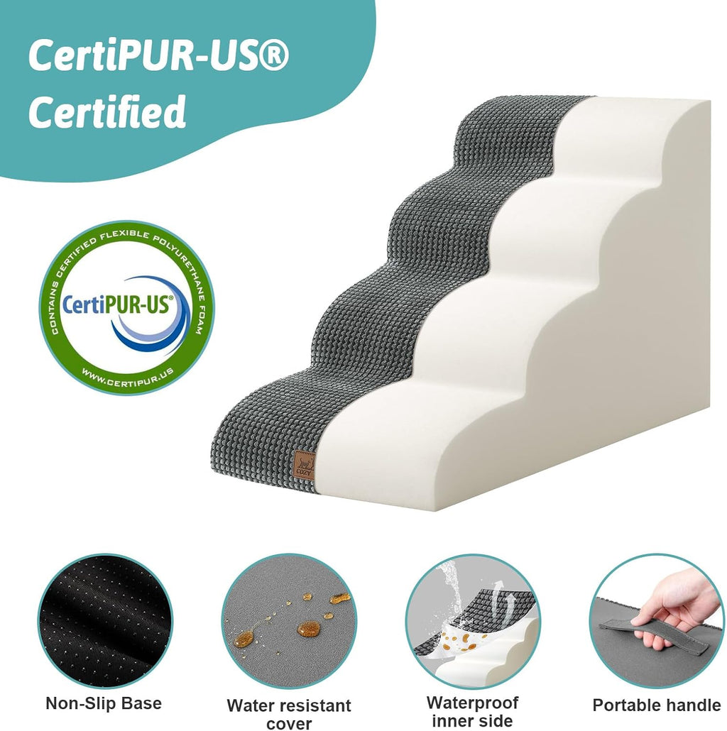 COZY KISS Dog Stairs for Small Dog 19.7" H, 4 Step Pet Ramp for Bed