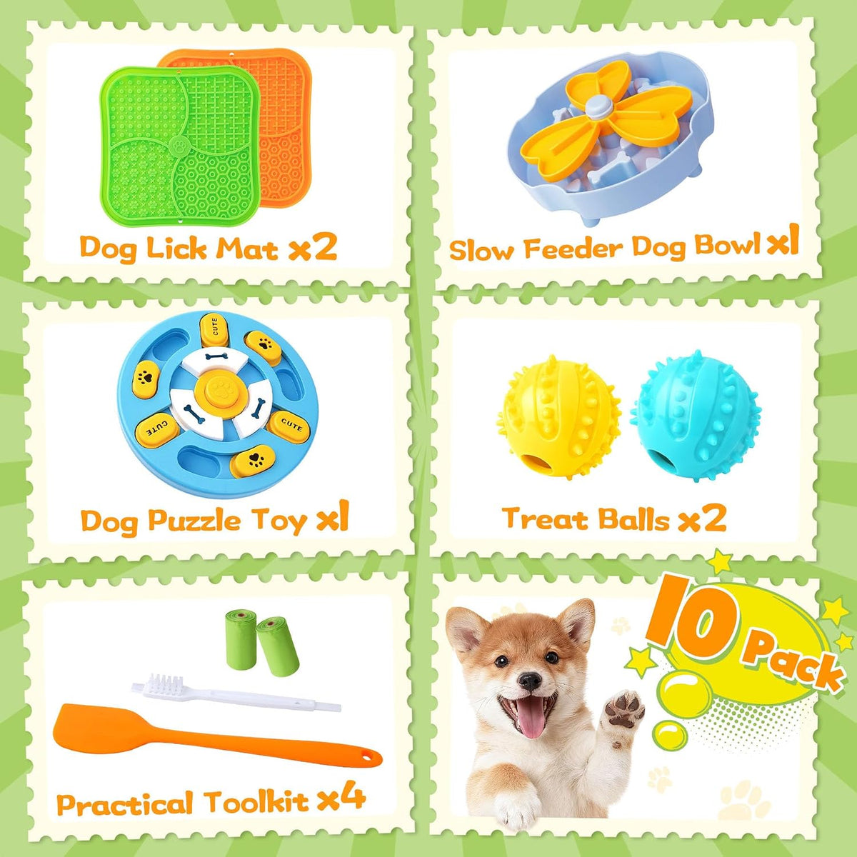 Forfon Slow Feeding Enrichment Set with Lick Mat & Puzzle Toy | Multi-Level Challenge, Mental Stimulation,Healthy Eating Habits,Puzzle Solving,Treat Play