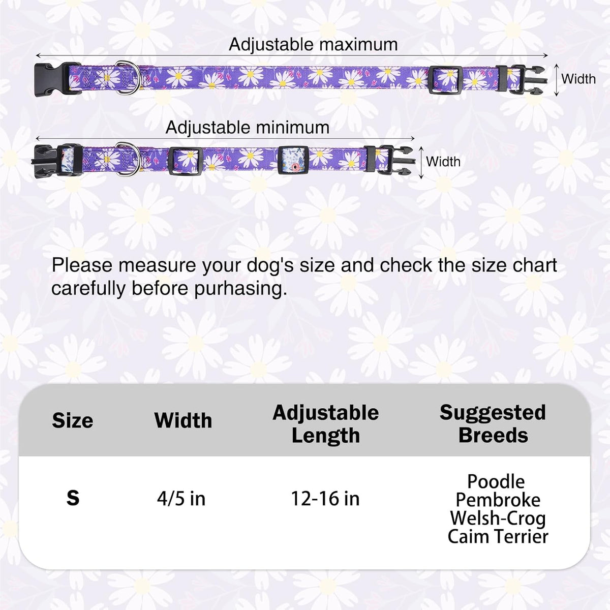Dog Collar and Leash Set, Adjustable Pet Collars with 5FT Leash
