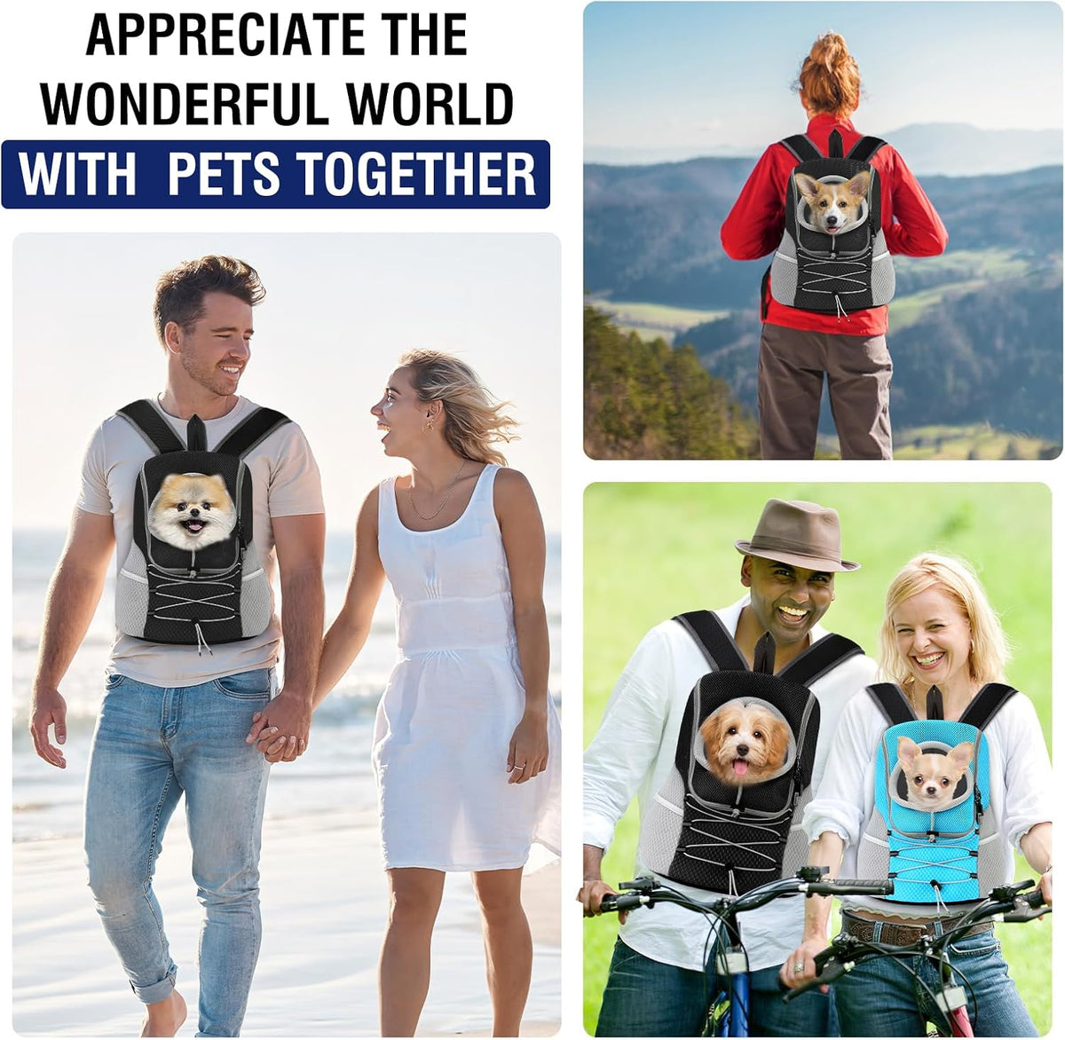 Pawaboo Pet Dog Front Carrier Backpack,Ventilated Mesh Puppy Back Pack