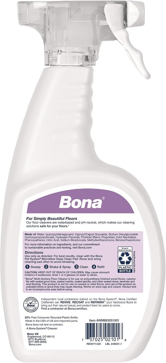 Bona Pet Spray Odor Eliminator - Cat Formulation - 32 fl oz