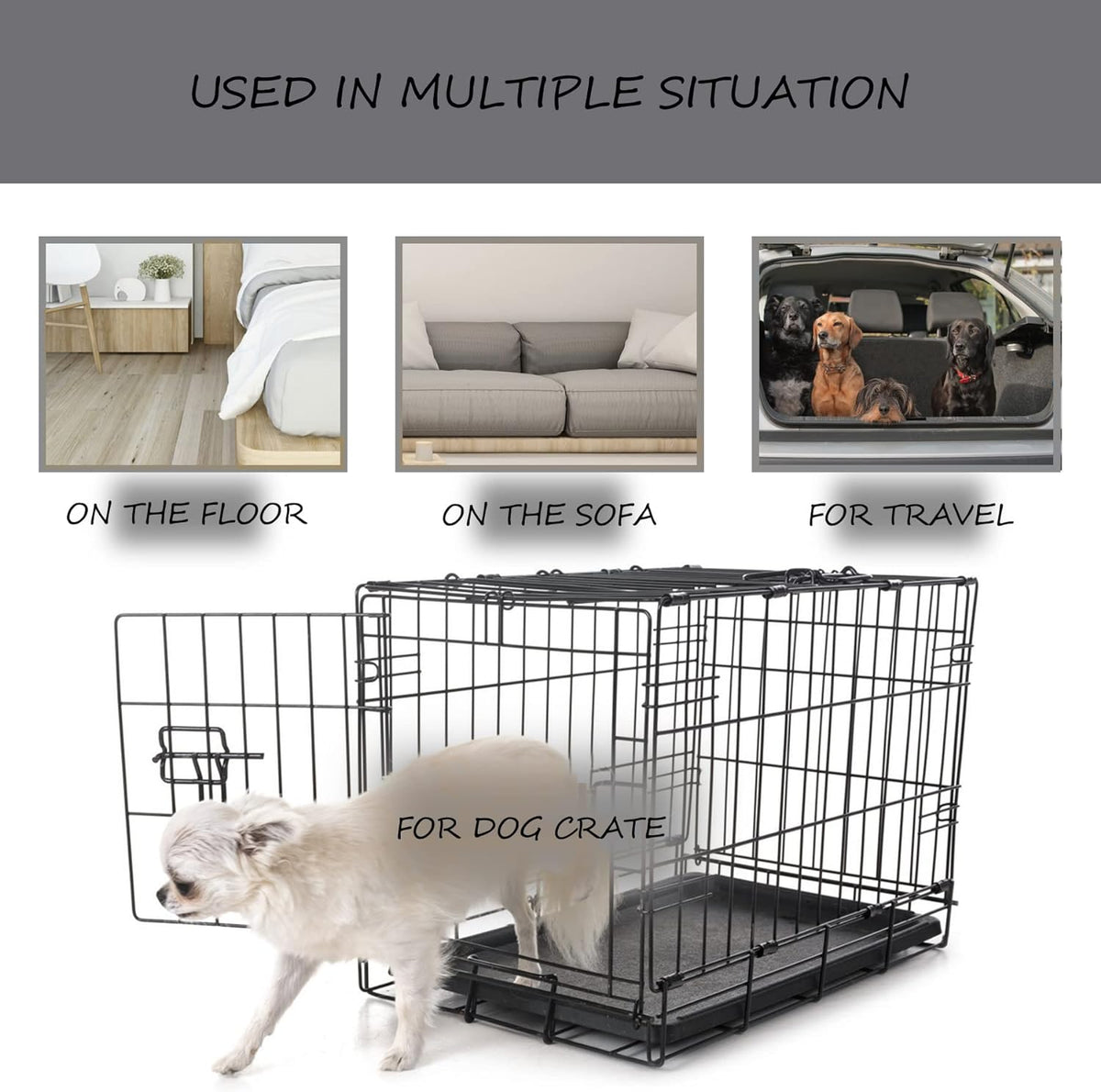 Washable Dog Bed Mat Ultra Soft Dog Crate Pad Comfy Fluffy Pet Kennel Beds Sleeping Mattress for Large Jumbo Medium Small Dogs, 36 x 23 Inch, Gray (Pack of 2)