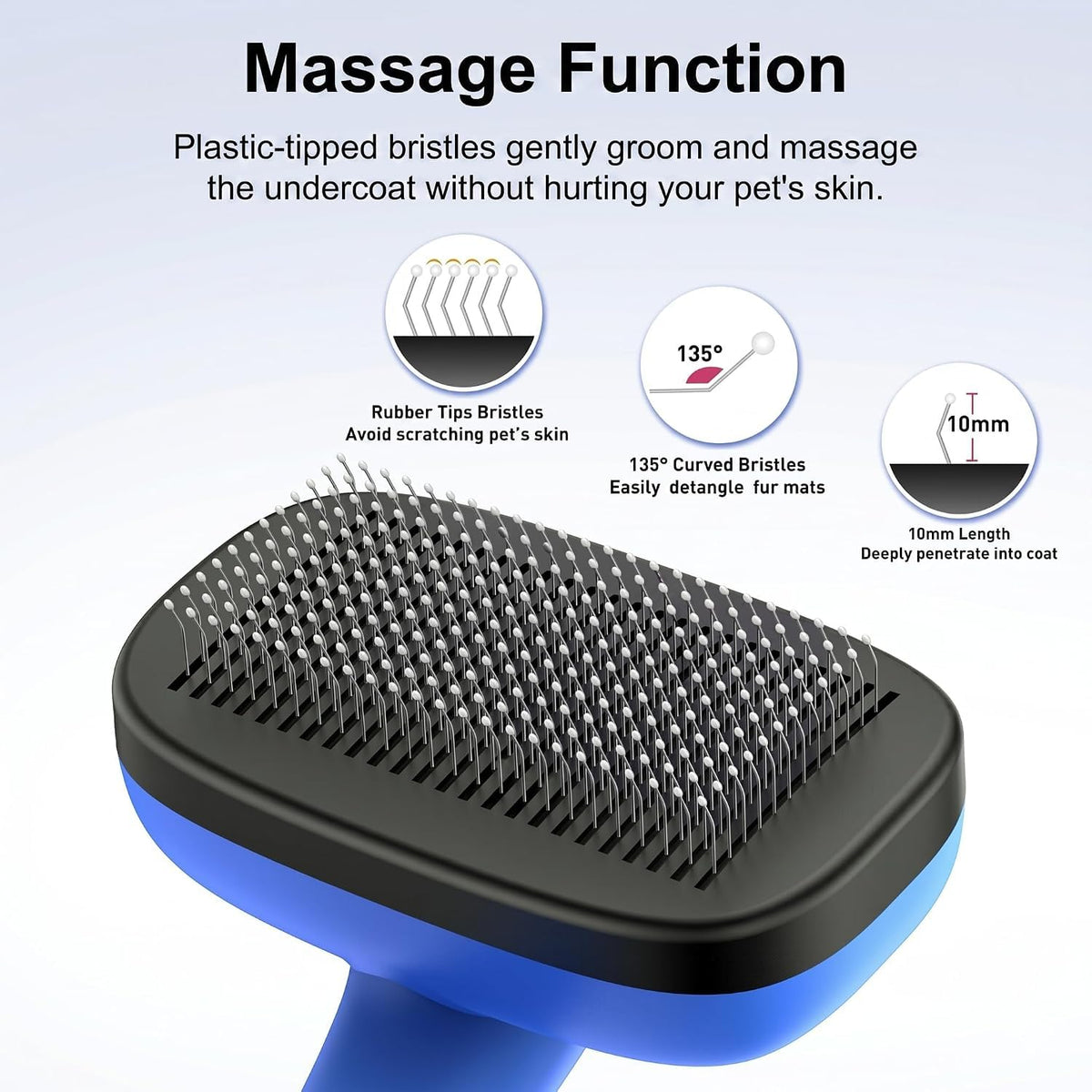 Self Cleaning Slicker Brush for Dog and Cat Shedding, Blue
