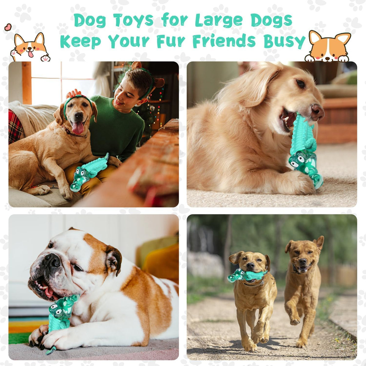 Fuufome Dog Chew Toys, Indestructible for Aggressive Medium & Large Dogs | Teeth Cleaning, Long Lasting Fun, Keep Them Busy, Nylon and Rubbrer Material, Double chewing Pleasure
