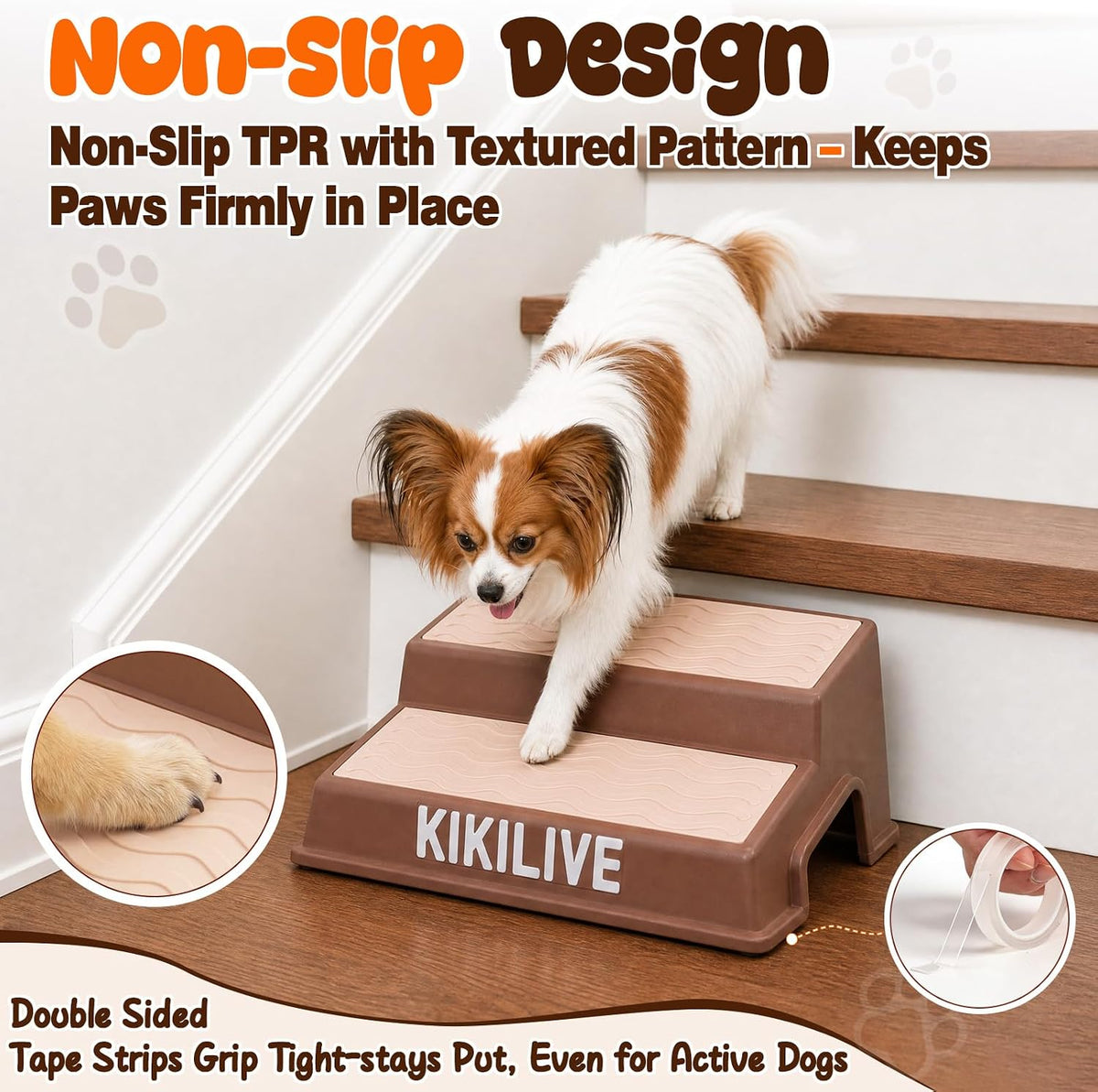 Non-Slip Dog Ramp for Stairs – 2-Step Design, for Small Dogs