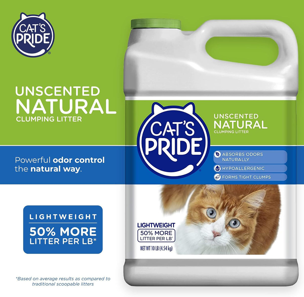 Cat's Pride Natural Lightweight Hypoallergenic Clumping Litter 10lb