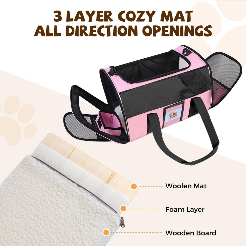 Large Soft Cat Carrier Up to 28 Lbs, Washable Pet Bag Medium to Big Pets