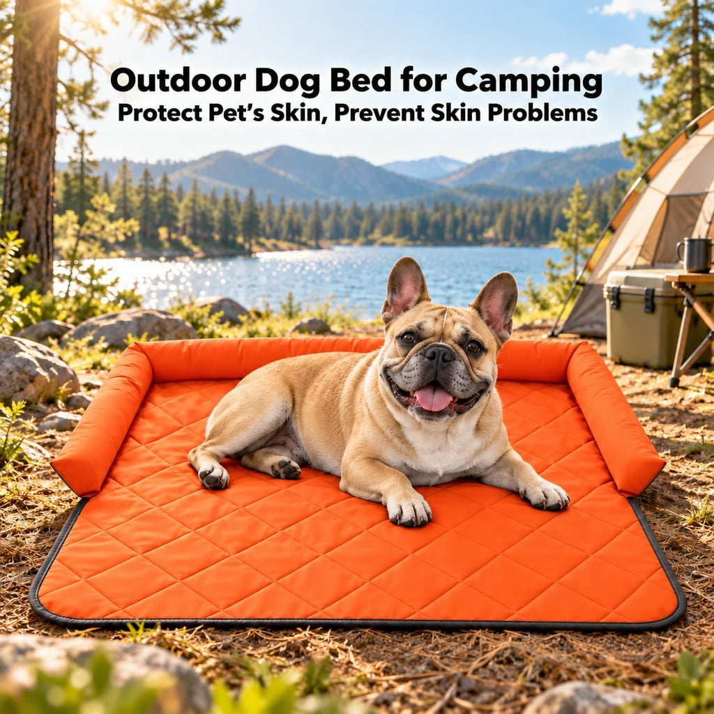 Calming Dog Couch Bed with Head Support, Waterproof Sofa Cover, Orange, M
