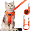 Cat Harness and Leash for Walking Escape Proof Soft Adjustable Cat Leash Breathable Comfortable Vest Easy to Wear Kitten Harness for Outdoor Travel, Orange, M
