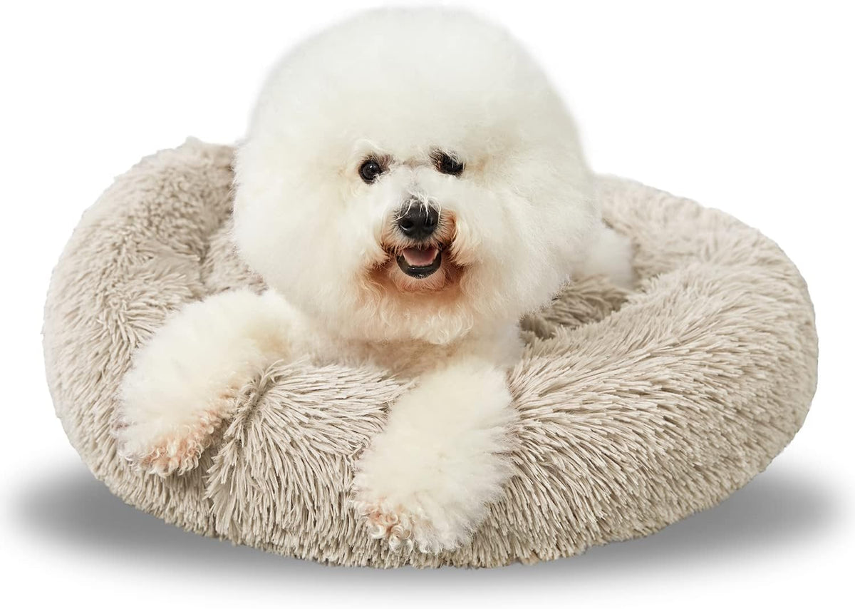 Washable Dog Round Bed - Medium Donut Dog Bed, Comfy Calming Cuddler