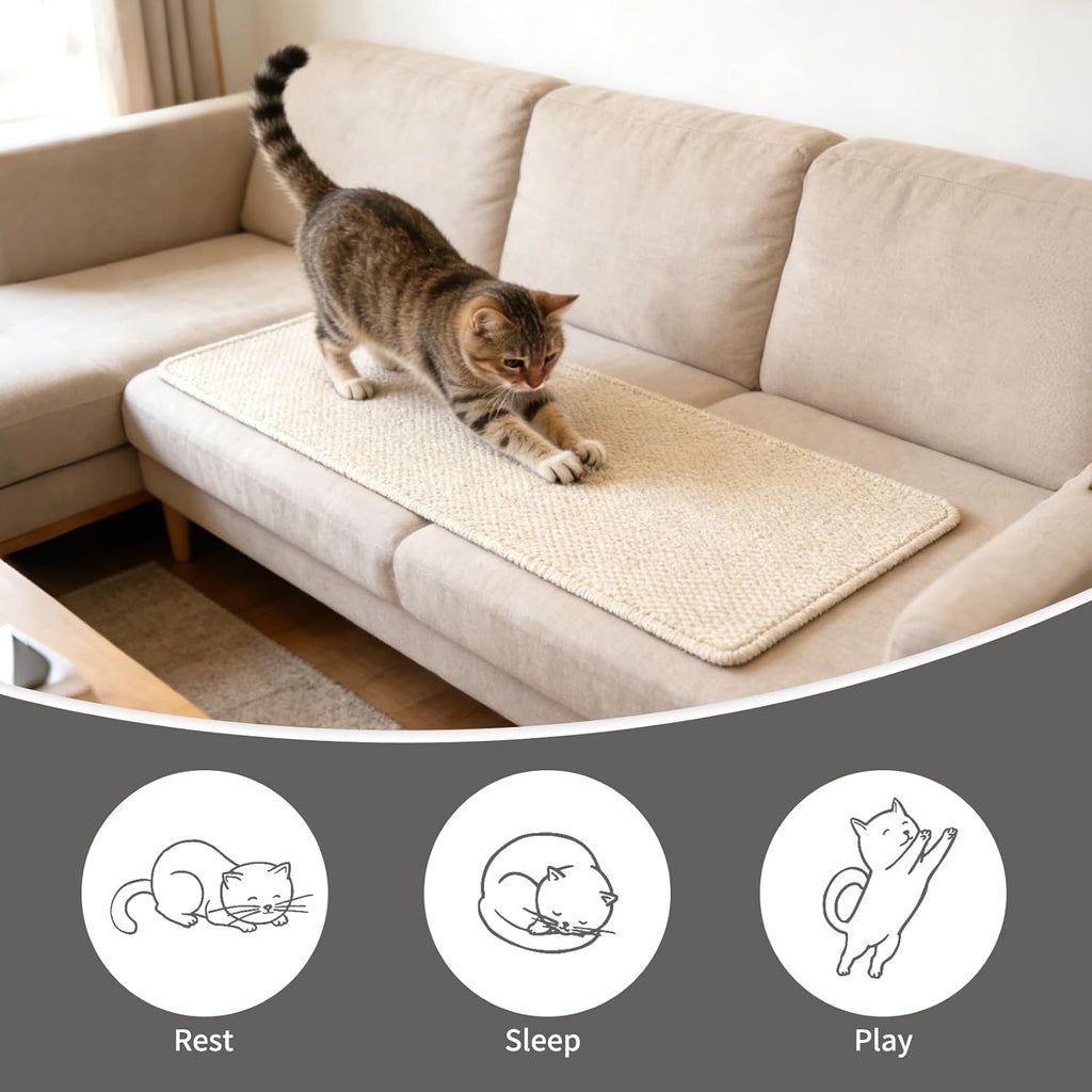 FHTONGE Extra Tall Thickened Cat Wall Climbing Carpet with 16 Screws, White