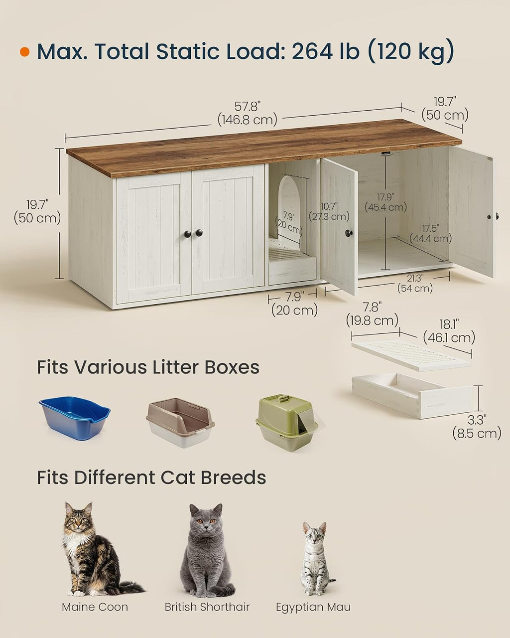 SONGMICS HOME Toolless Assembly Litter Box Enclosure, Cat House