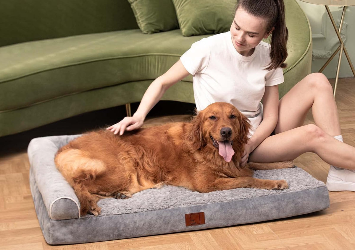 Orthopedic Dog Bed, Pet Sofa with Bolster for Extra Large Dogs