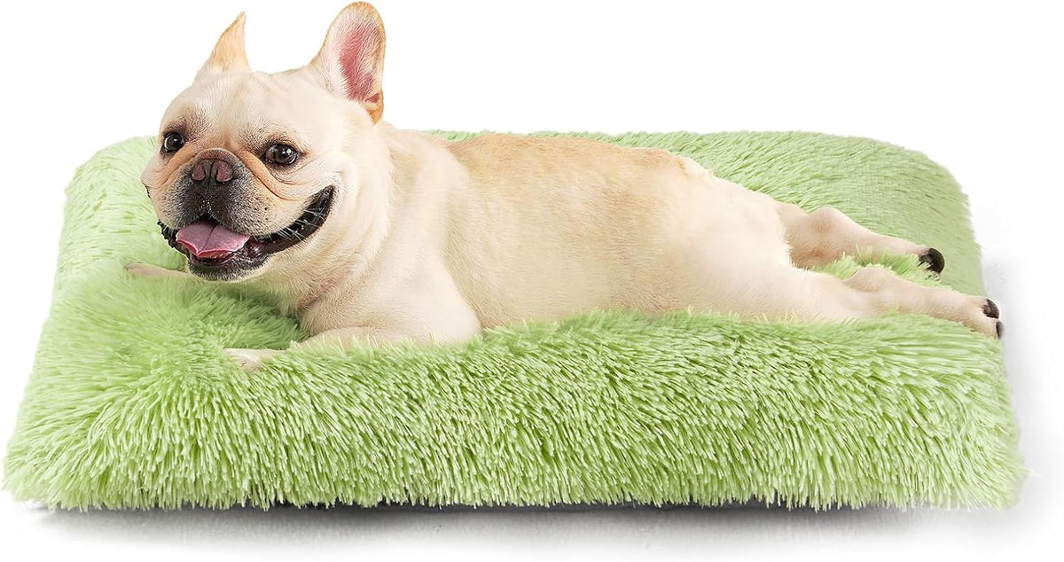 EHEYCIGA Fluffy Dog Crate Bed for Medium Dogs, Plush Crate Pad, Green
